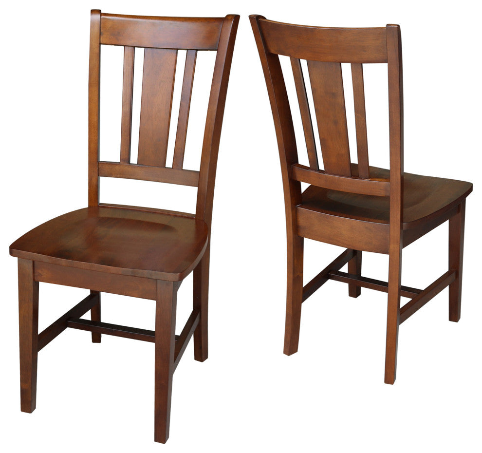 Set of Two San Remo Slat Back Chairs, Espresso