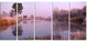 "Misty Autumn Sunrise Over River" Landscape Print Wall Art, 5 Panels, 60"x28"