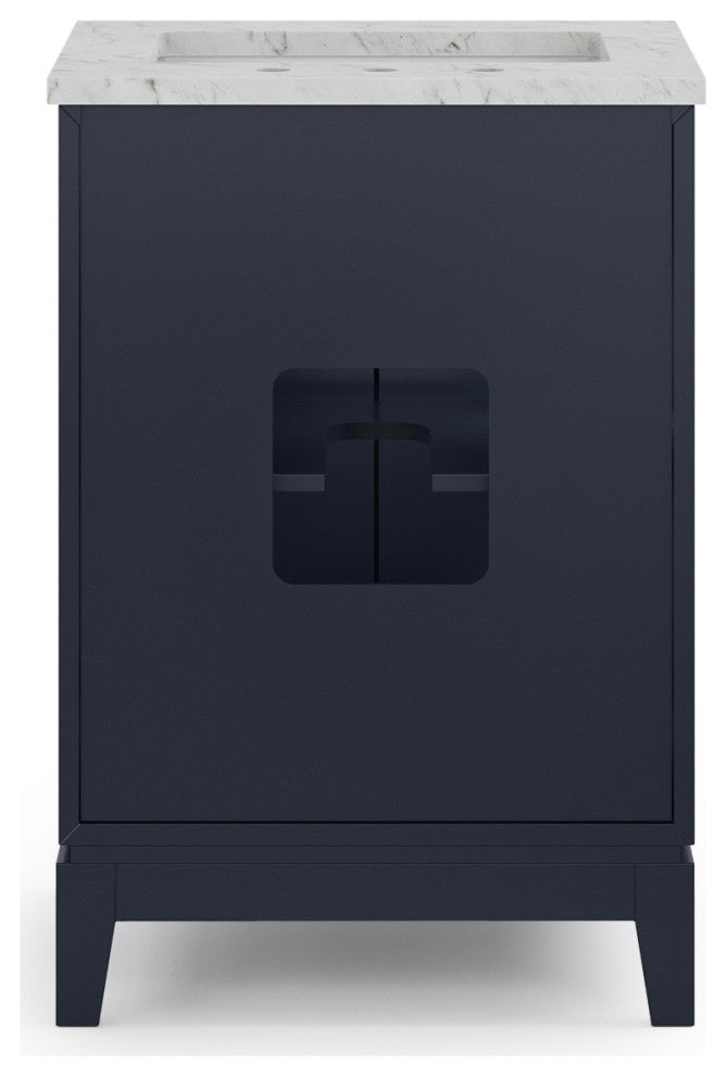 Elizabeth 24" Single Sink Carrara White Marble Vanity, Monarch Blue