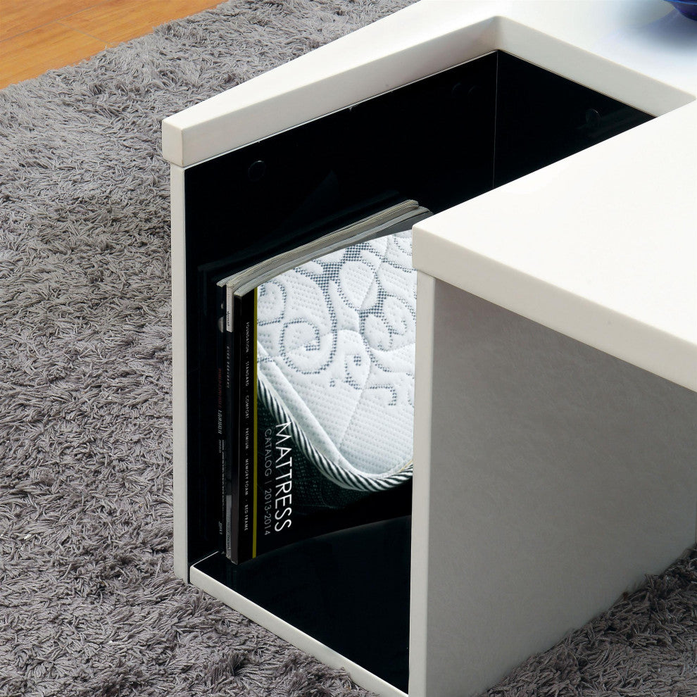 Furniture of America Lucio Contemporary Wood Coffee Table with Storage in White