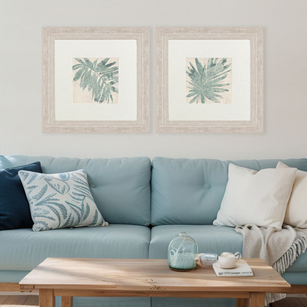 Burlap Ocean Palm I Framed Art, 2-Piece Set
