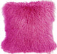 Genuine Mongolian Sheepskin Throw Pillow with Insert (16+ Colors), Pink