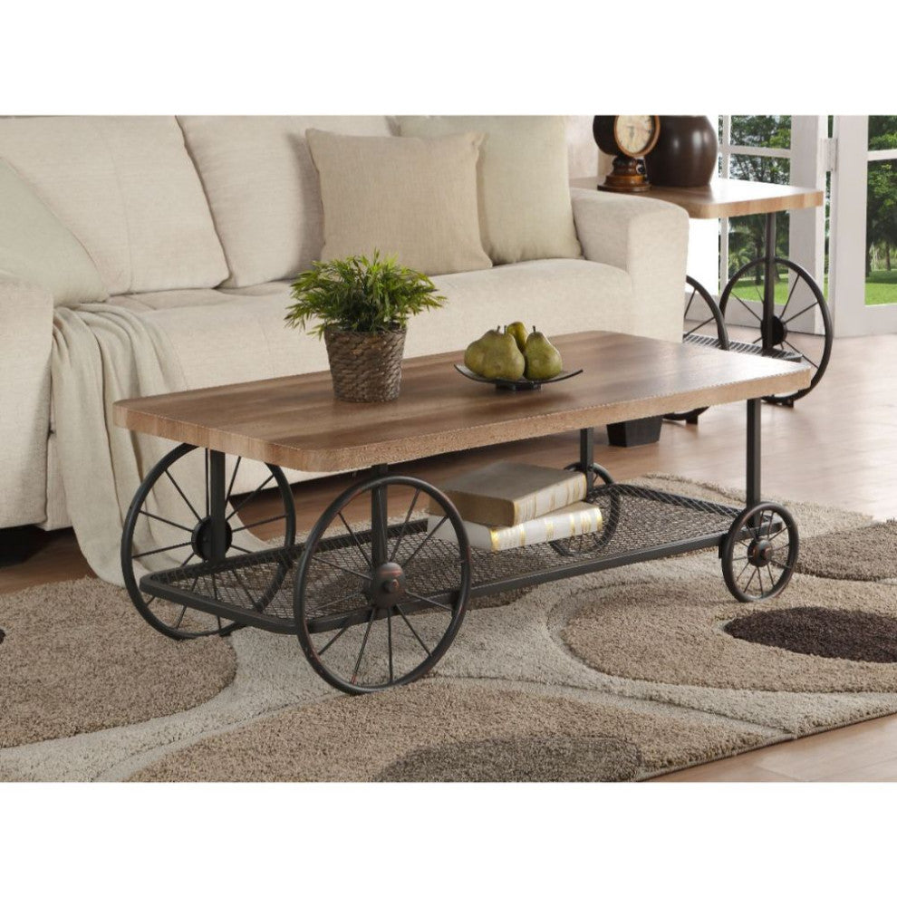 Acme Francie Coffee Table Oak and Antique Gray