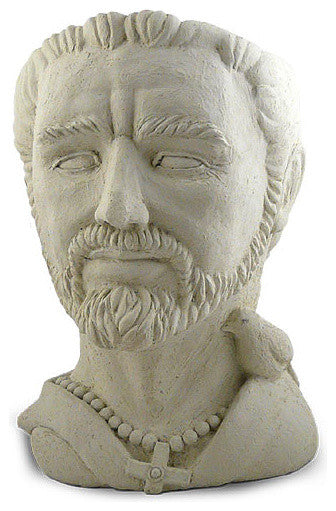 Saint Francis of Assisi Cast Stone Sculpture and Head Planter