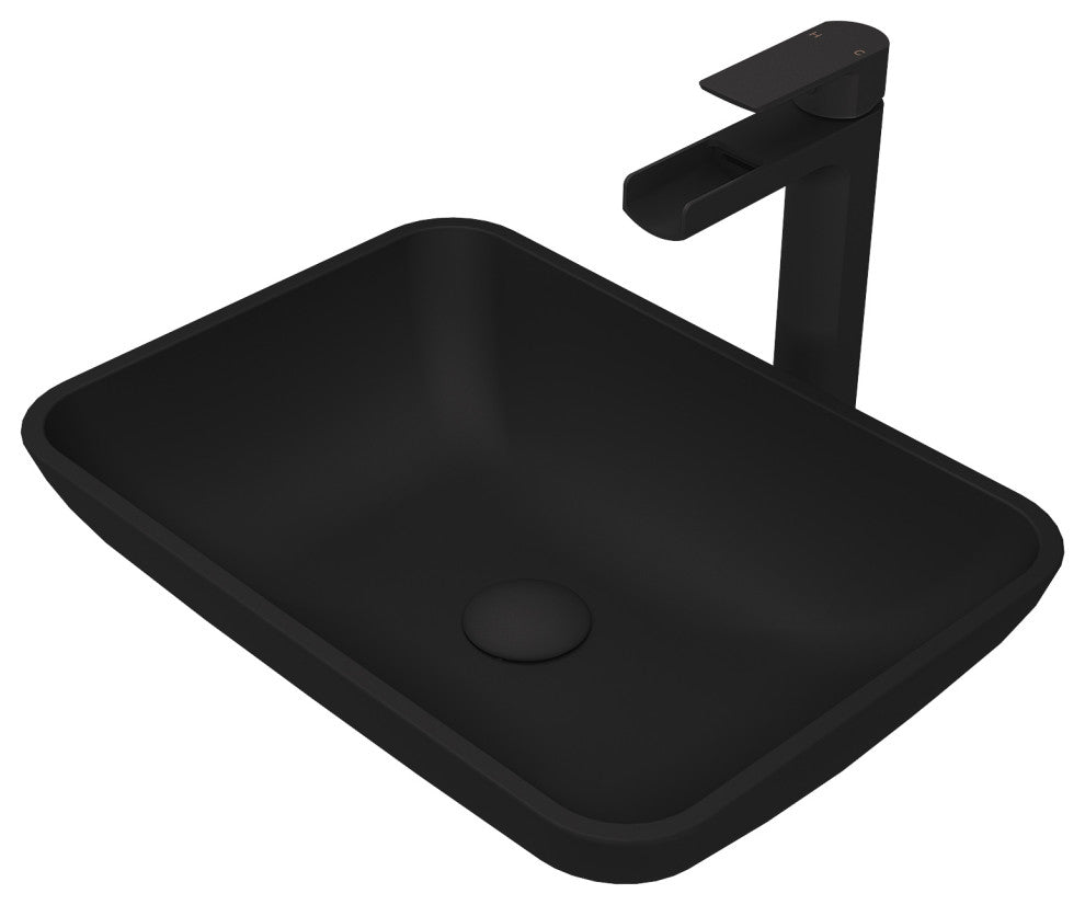 Sottile 18"L x 13"W Glass Vessel Sink and Amada 10"H Faucet Set