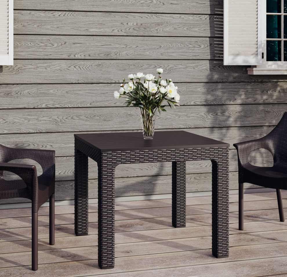 Solara Resin Patio Table, Wenge Brown