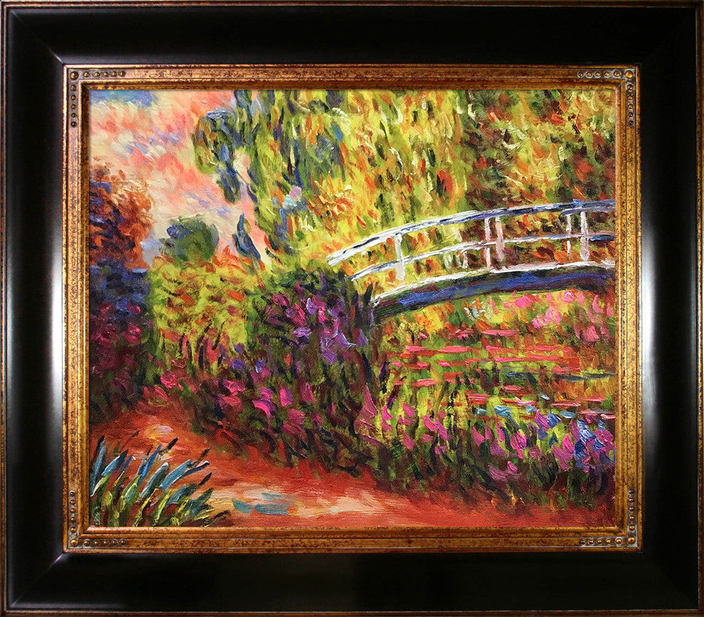 The Japanese Bridge (The Water-Lily Pond, Water Irises), 26" X 30", Opulent Frame 26" X 30"