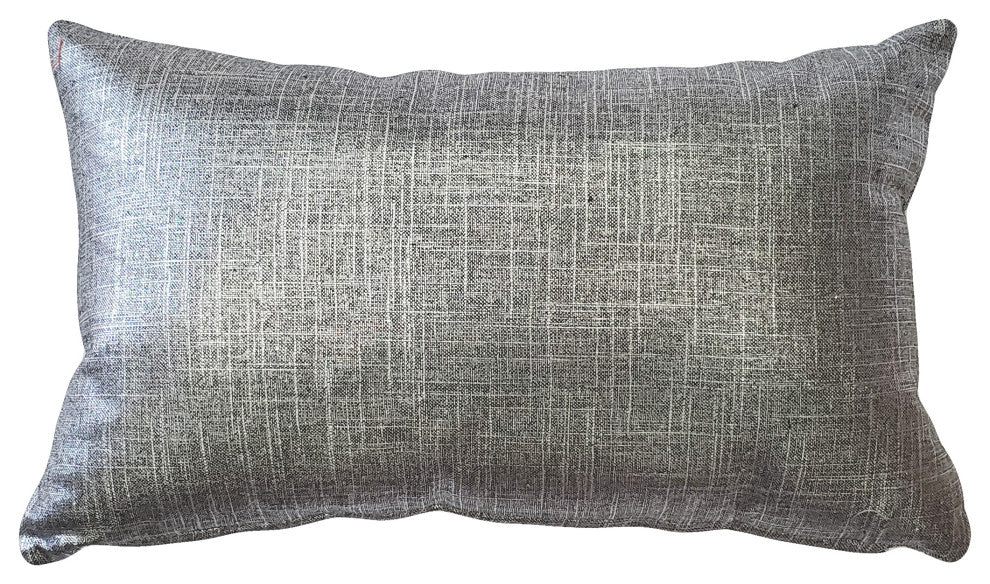 Pillow Decor - Tuscany Linen Metallic Throw Pillow, Platinum, 12" X 20"