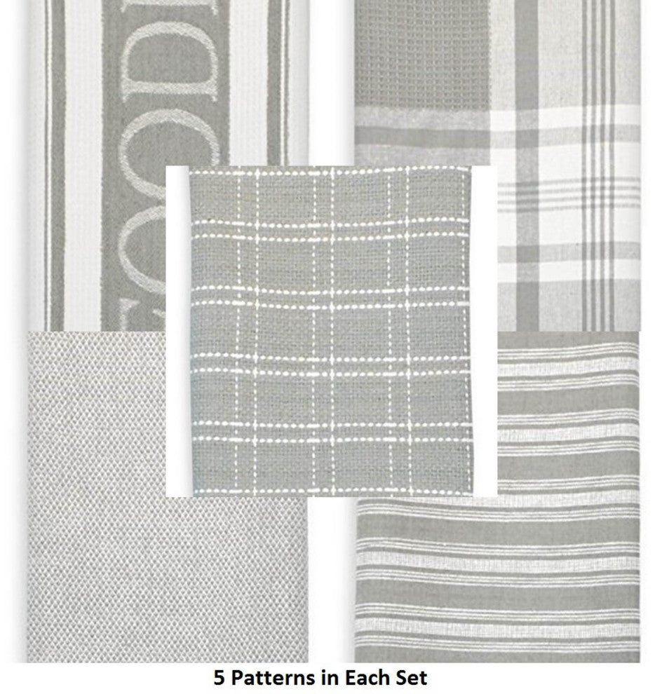 DII Assorted Light Gray Foodie Dishtowel & Dishcloth (Set of 5)