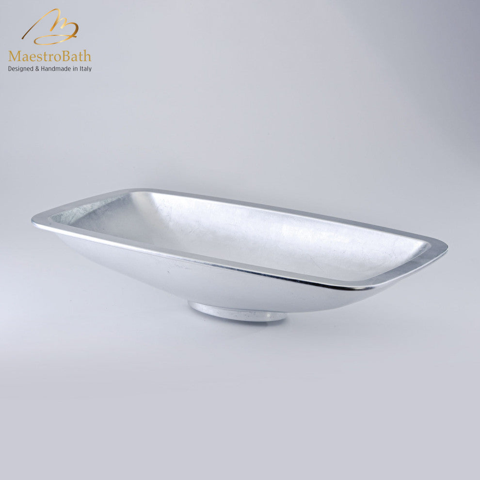 Pert Bathroom Sink, Silver Leaf