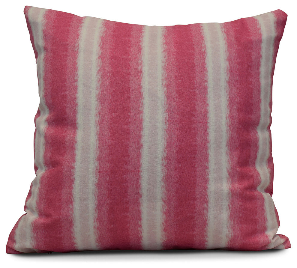 Sea Lines, Stripe Print Pillow, Pink, 16"x16"