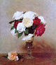 Henri FantinLatour Roses in a Stemmed Glass Premium Canvas Print