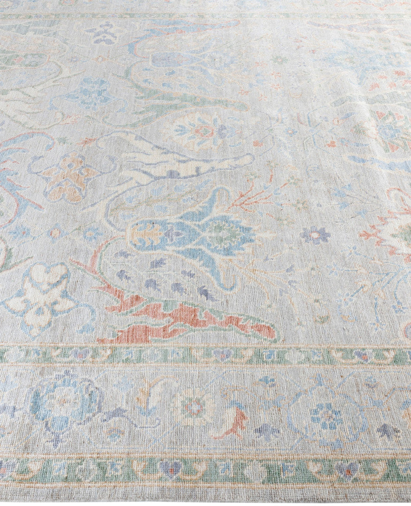 Oushak One-of-a-Kind Hand-Knotted Area Rug Light Gray, 8'1" x 9'11"