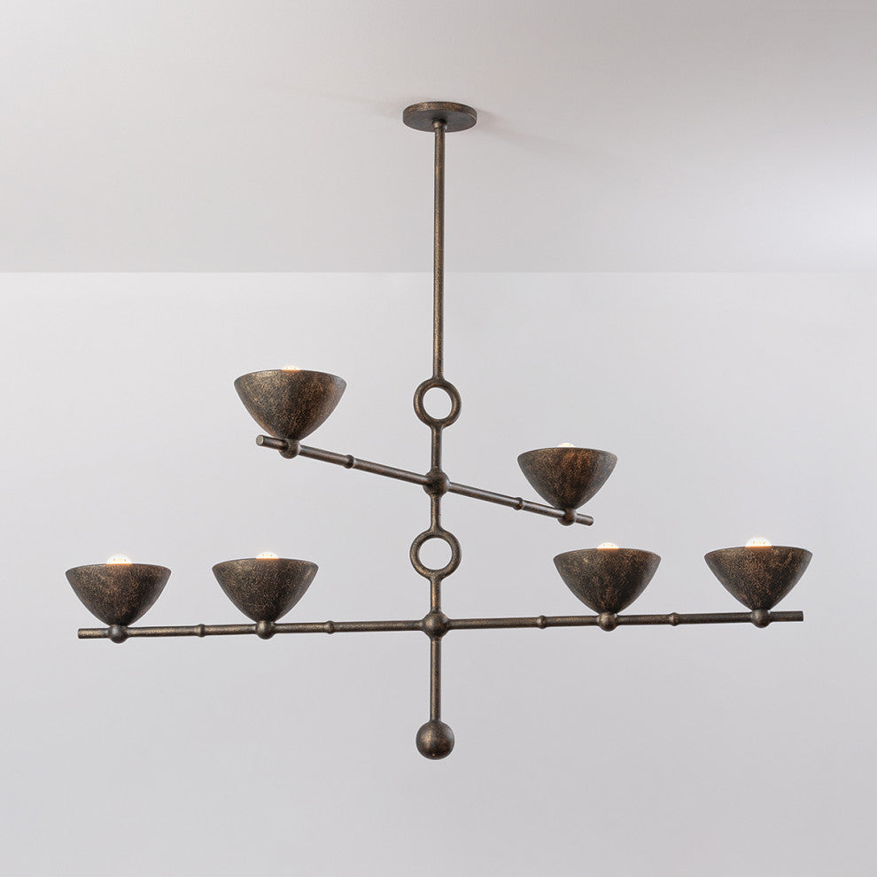 Troy Lighting Vishal Chandelier Black Patina Gold, 39.25"Lx54"Wx29"H