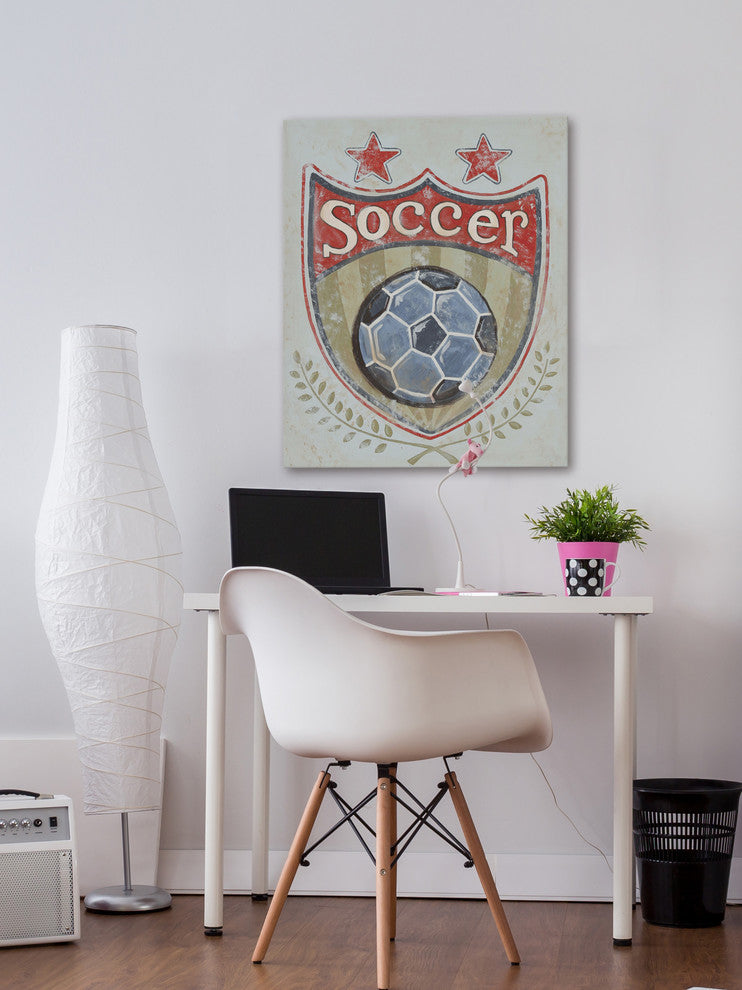Marmont Hill, "Soccer Shield" by Reesa Qualia Painting on Wrapped Canvas, 30x39