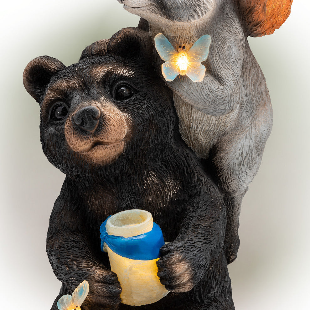 Solar Nature Pals Statue with Butterflies and LED Lights