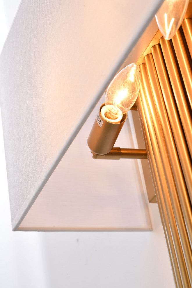 Antique Brass Rod Wall Sconce, Shade