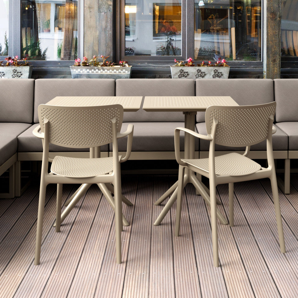 Loft Outdoor Dining Arm Chair, Set of 2, Taupe