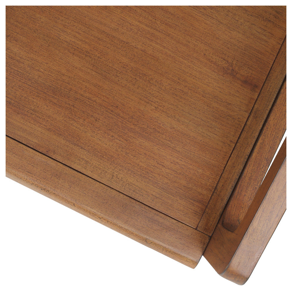 Davina Teak Dining Side Arm Chair, Java Brown
