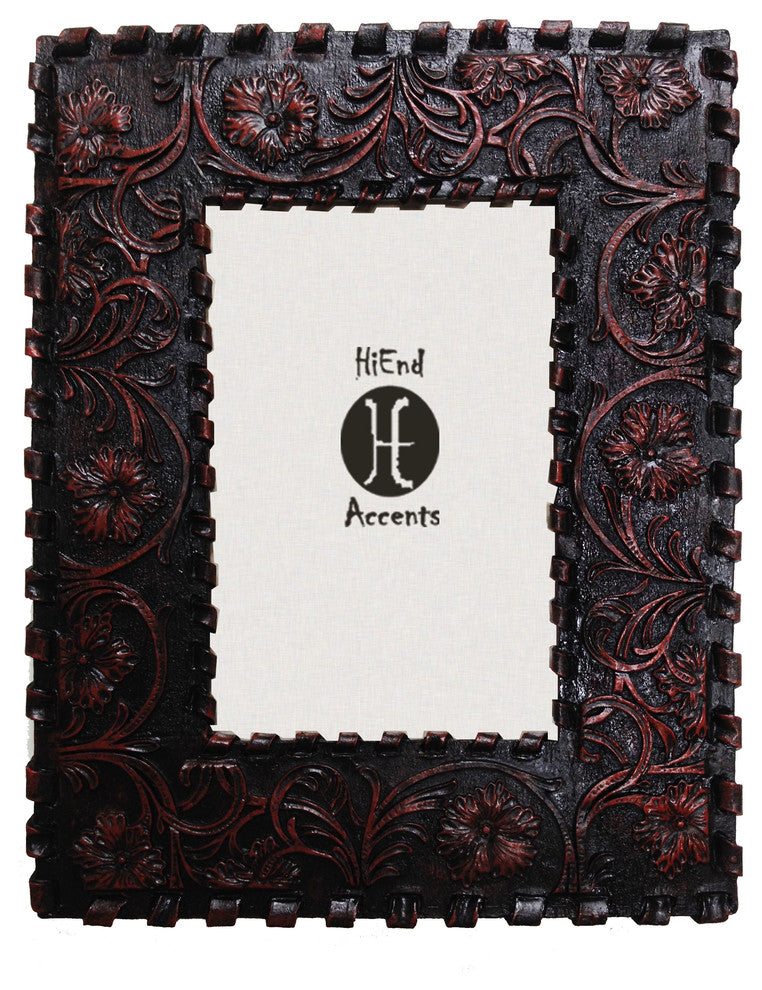 Laced Edge/Tooled Leather Picture Frame, 4x6