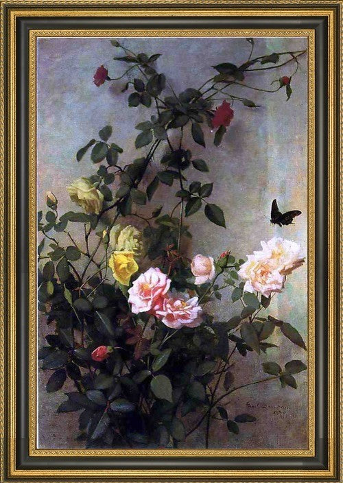 George Cochran Lambdin Floral Still Life Framed Premium Canvas Print, 16"x24"