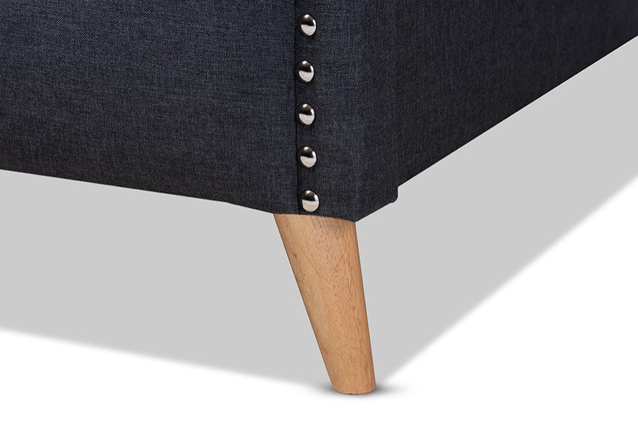 Felisa Modern Charcoal Grey Fabric Upholster Button Tufted King Platform Bed