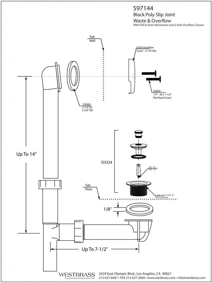 Black 1.5" Tubular Pull & Drain Bath Waste In Polished Nickel, Black