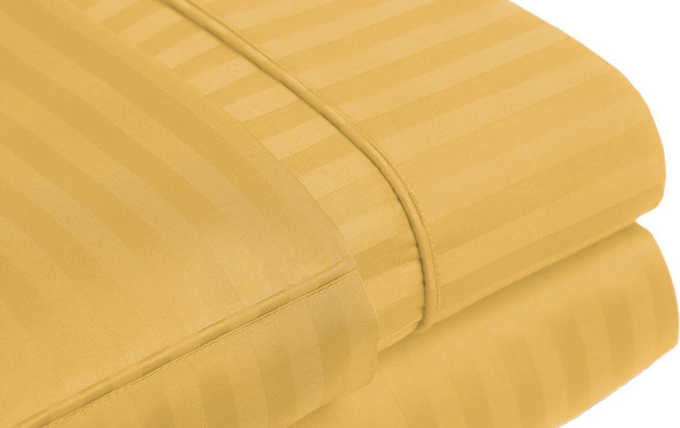 Sateen Stripe Soft 100% Microfiber Sheet Set, Gold, Queen