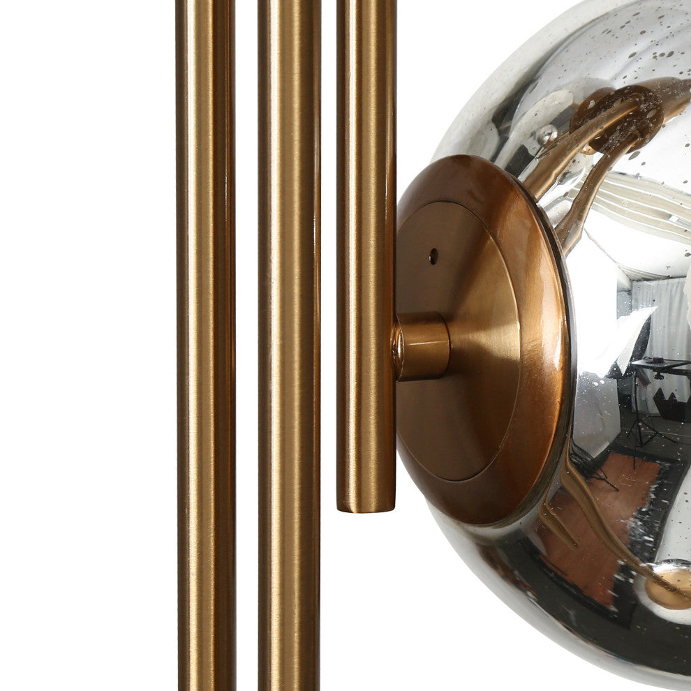 LNC Crithmum 4-Light 13" Modern Mercury Globe Glass Kitchen Island Light, Brass