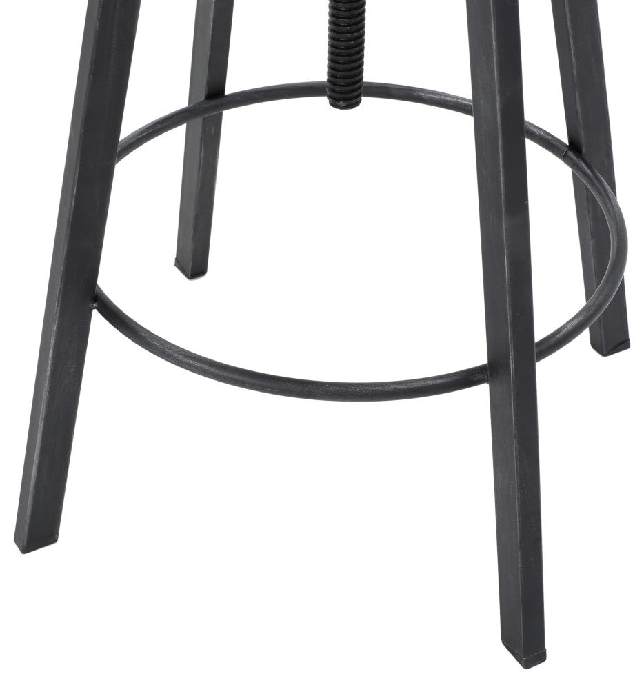 GDF Studio Poe Anique Finish Firwood Height Adjustable Bar Stool