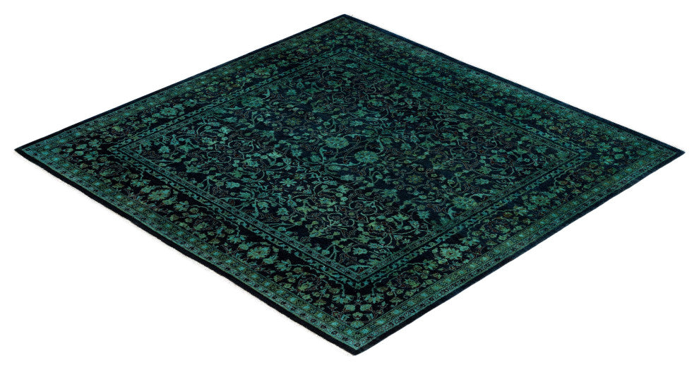 Overdyed One-of-a-Kind Hand-Knotted Area Rug Green, 4' 10" x 5' 1"
