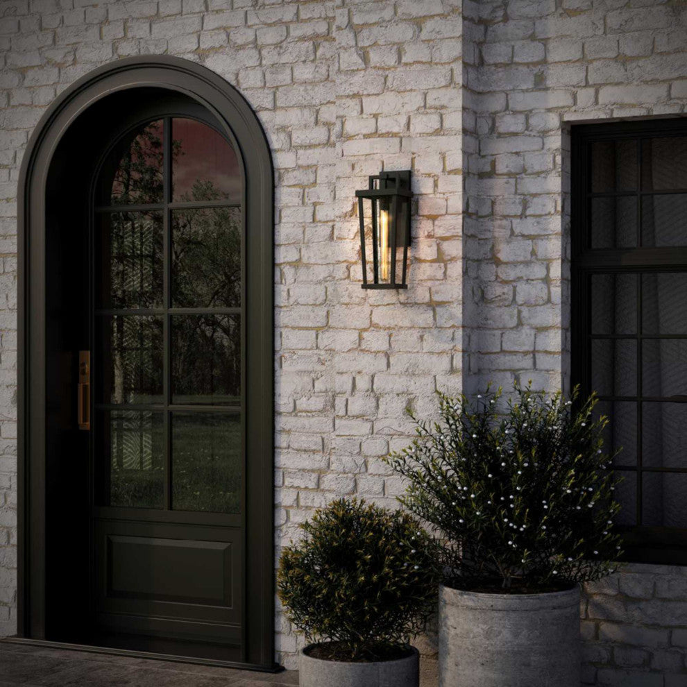Tryon One-Light Black New Traditional Outdoor Wall Lantern, 7x7x18"