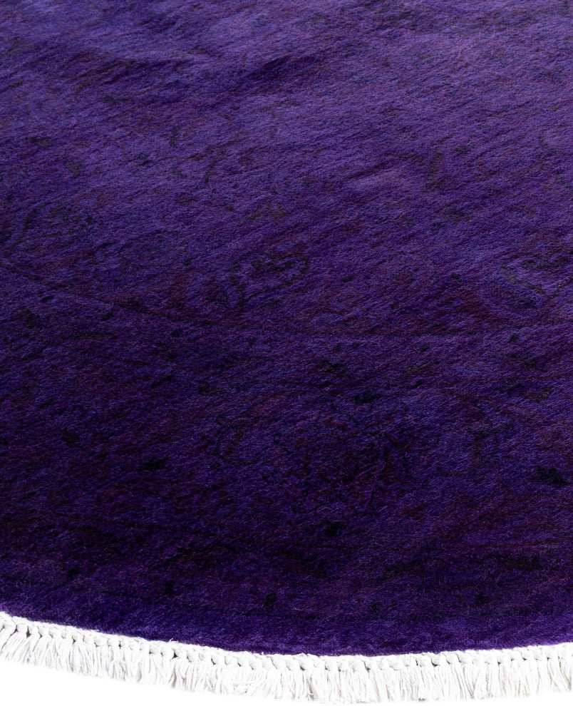 Overdyed One-of-a-Kind Hand-Knotted Area Rug Purple, 6' 8" x 6' 8"