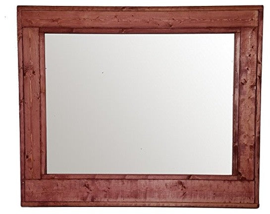 Herringbone Stained Vanity Mirror, Sedona Red, 30"x24", Horizontal