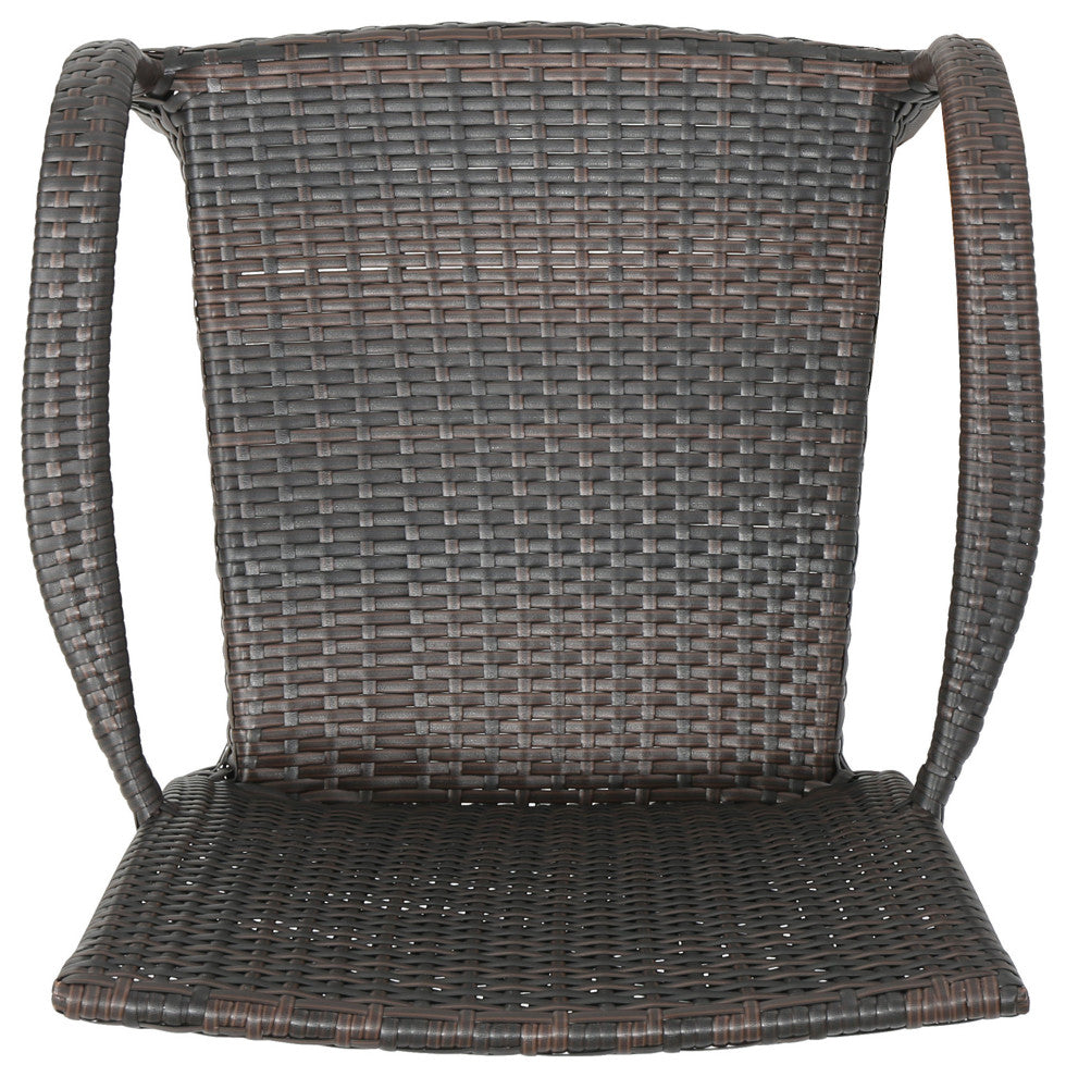 GDF Studio 7-Piece Kory Outdoor Multibrown Wicker Round Dining Set