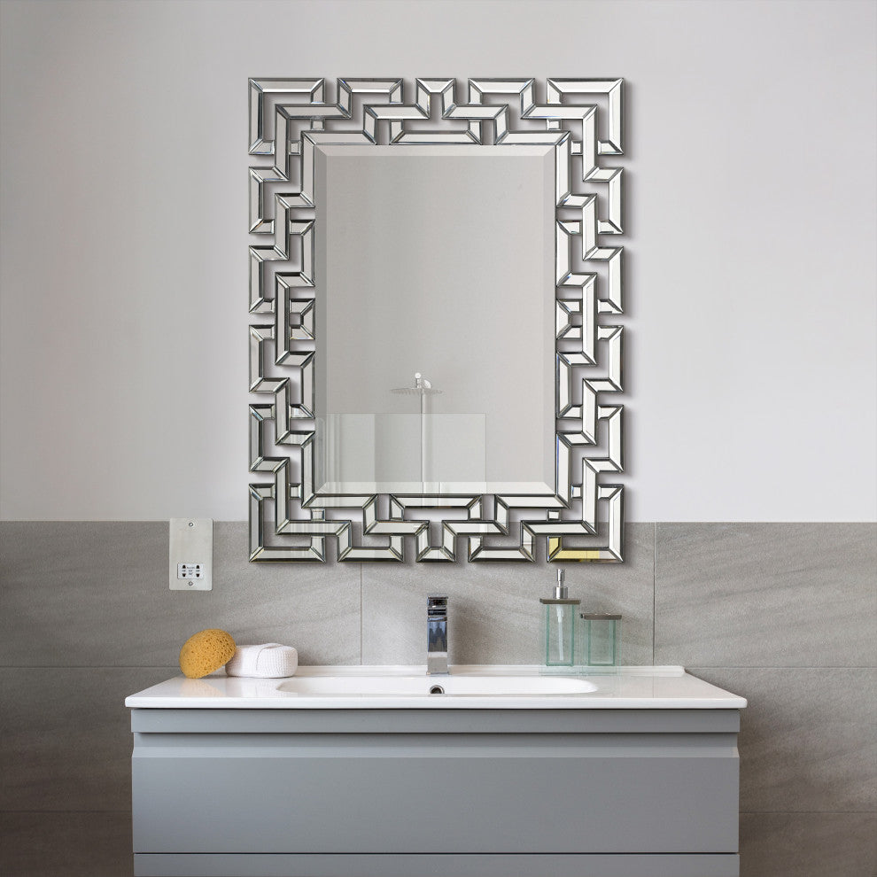 Rectangular Antique Wall Mirror, 0.75" Beveled Center, 40"x 31" Bathroom Mirror