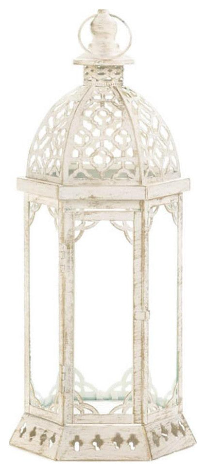 Graceful Distressed Small White Lantern