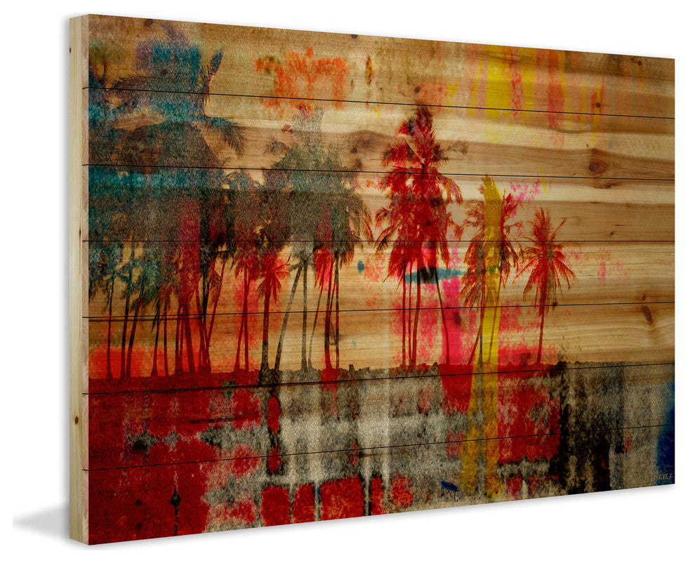 "Abbott Kinney" Print on Natural Pine Wood, 60"x40"
