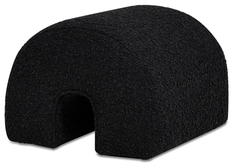 Bridge 16" Arched Upholstered Footstool Ottoman, Ebony Black Boucle