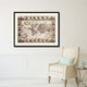Geographic Vintage Map Print On Canvas With Picture Frame 28" X 37"
