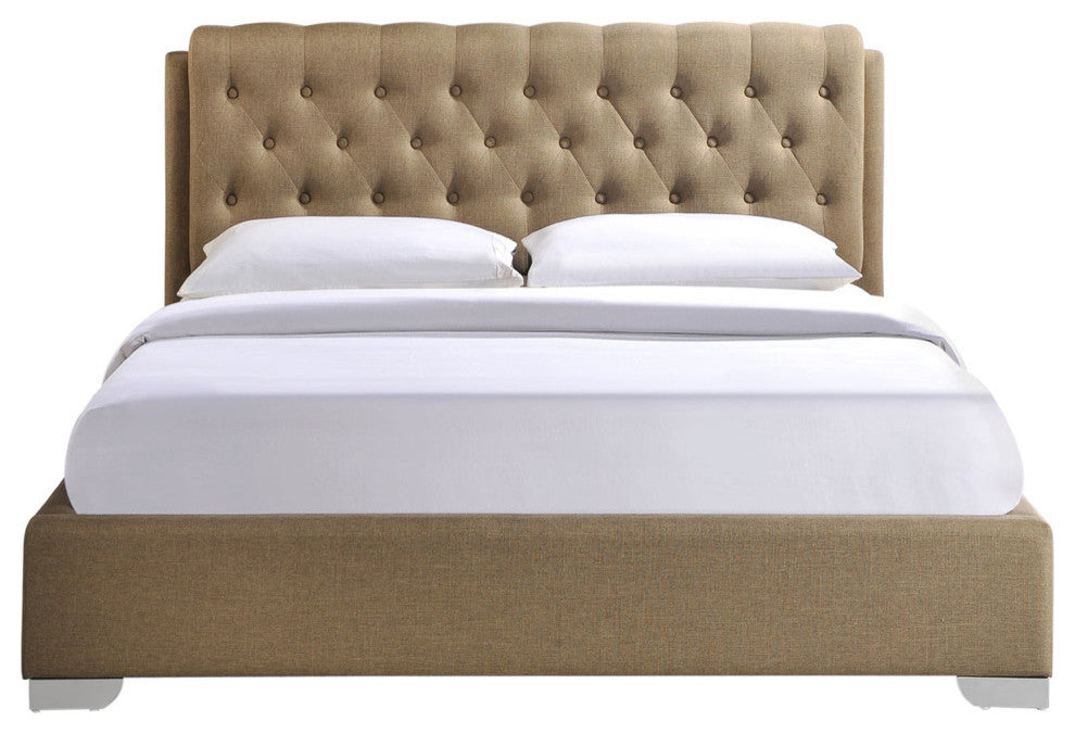 Modern Contemporary Bedroom Bed Frame Latte, Queen