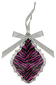 5.5" Glittered Magenta Pink Zebra Print Teardrop Prism Christmas Ornament