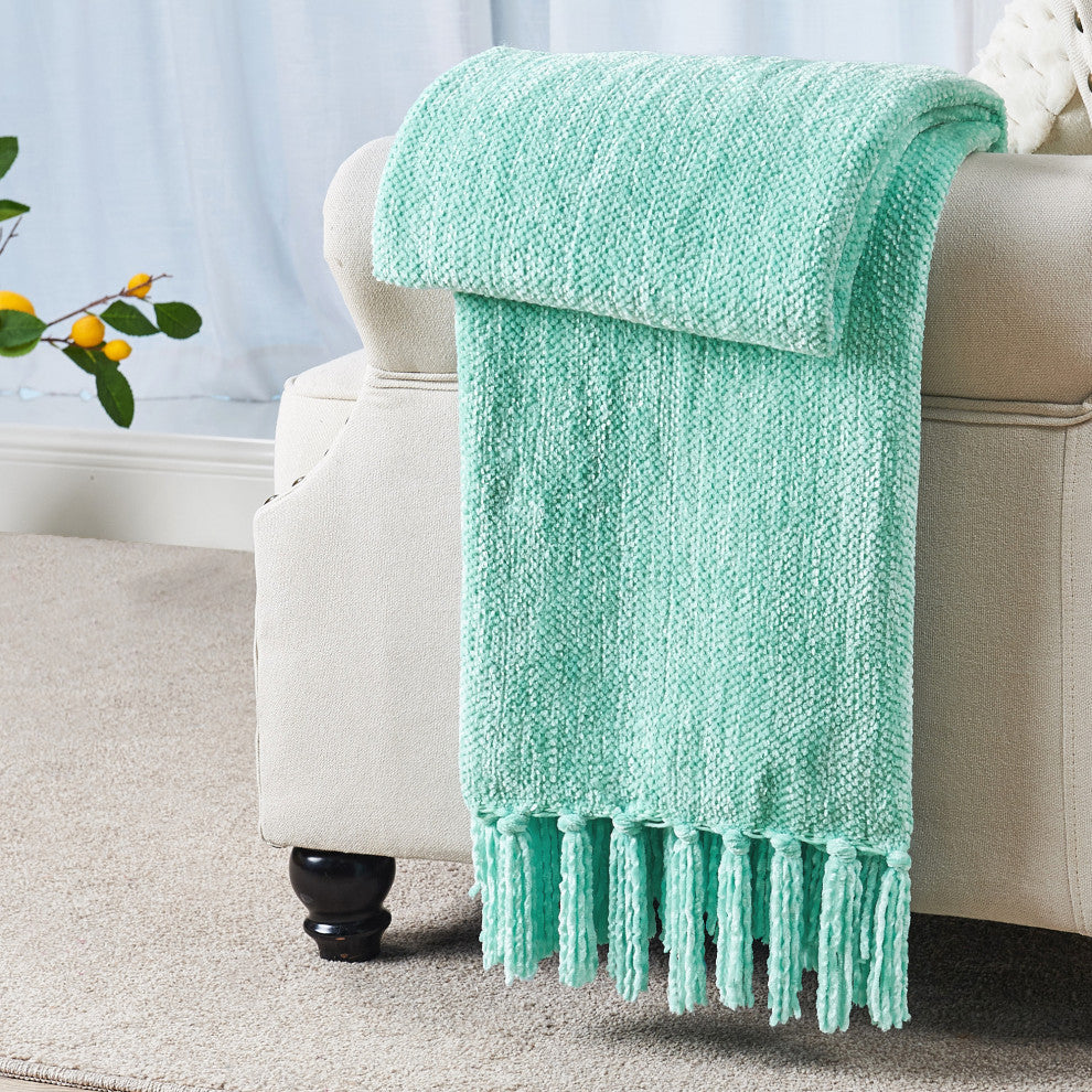 Crystal Chenille Knitted Throw Blanket, Island Paradise