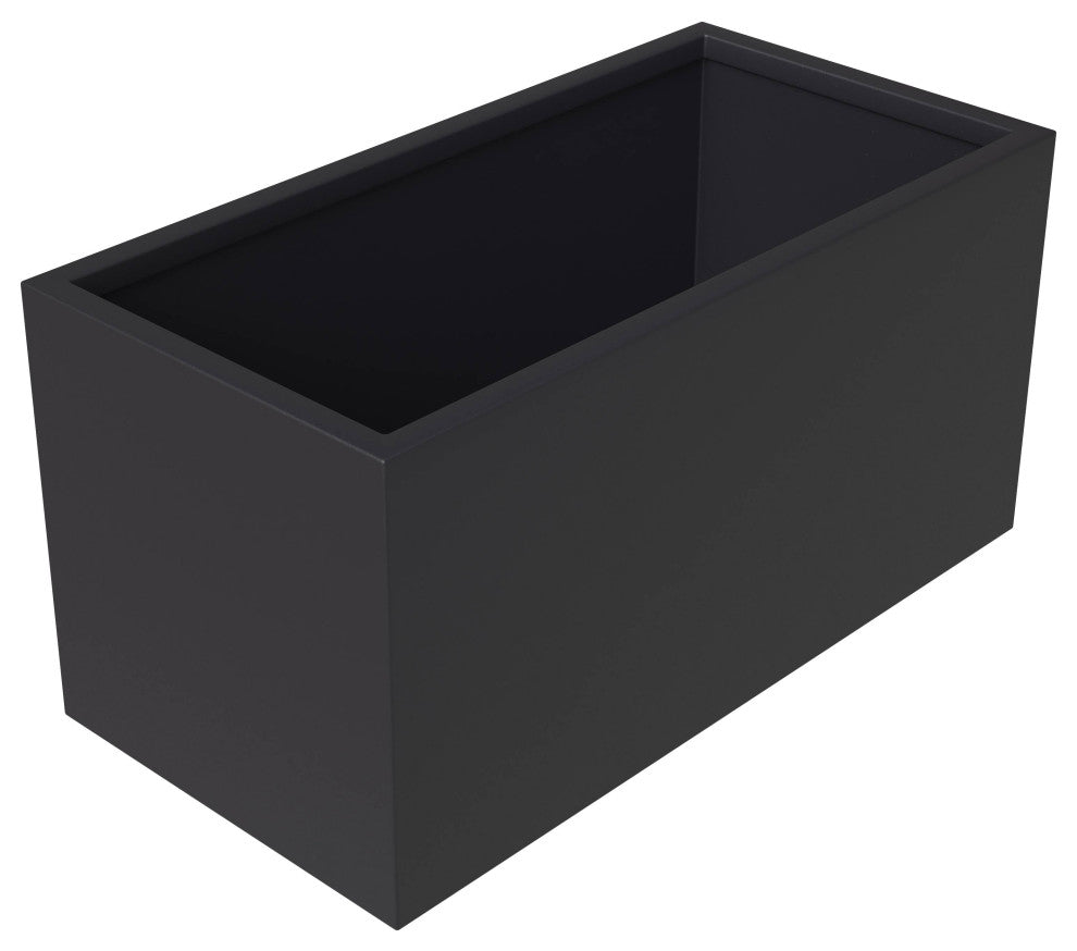 Bloom Rectangular Planter, Fiberstone and MGO Clay, Black, 12 Inch