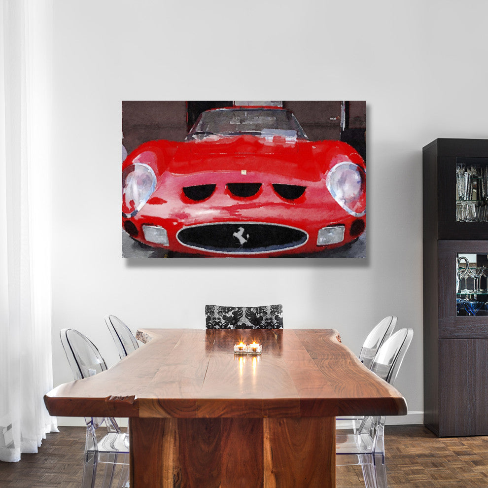 "1962 Ferrari 250 GTO Front Watercolor" Fine Art Print