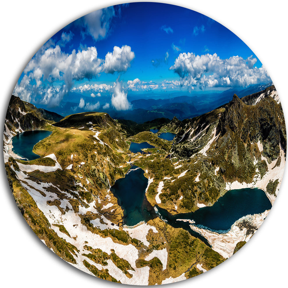 Bright Blue Sky Over Seven Rila Lakes, Landscape Round Artwork, 36"