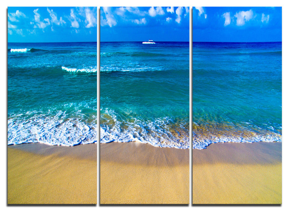"Floating Blue Waves Beach" Metal Wall Art, 3 Panels, 36"x28"