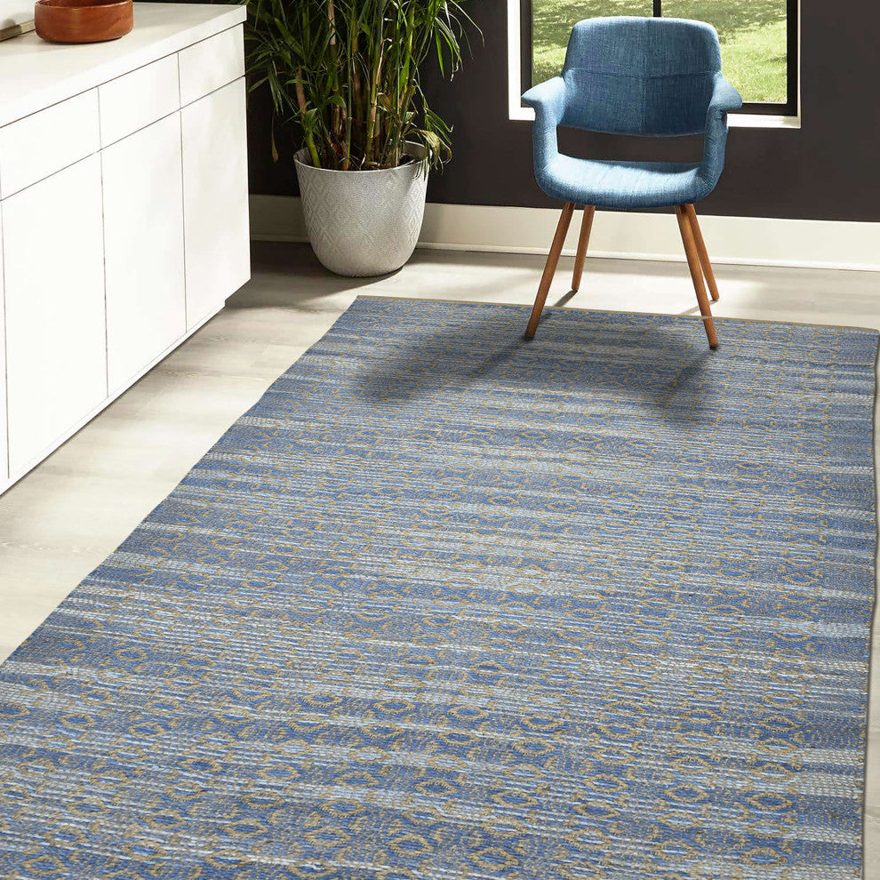 Zola Parquet Area Rug, Blue, 8' x 10', Geometric