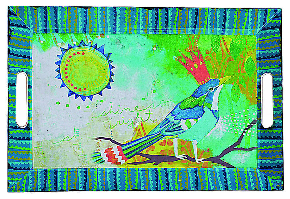 Decorative Tray With Whimsical Bird Design