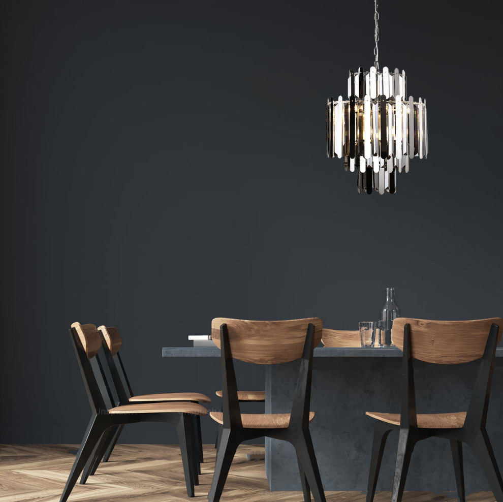 9-Light Stainless Steel Polish Nickel Chandelier